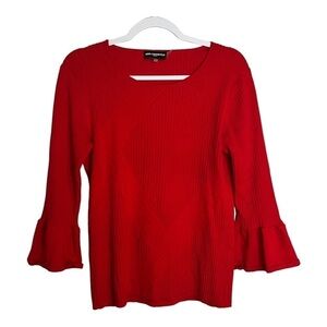 Karl Lagerfeld Red Bell Sleeve Sweater Size Medium Wool Blend Valentines Day